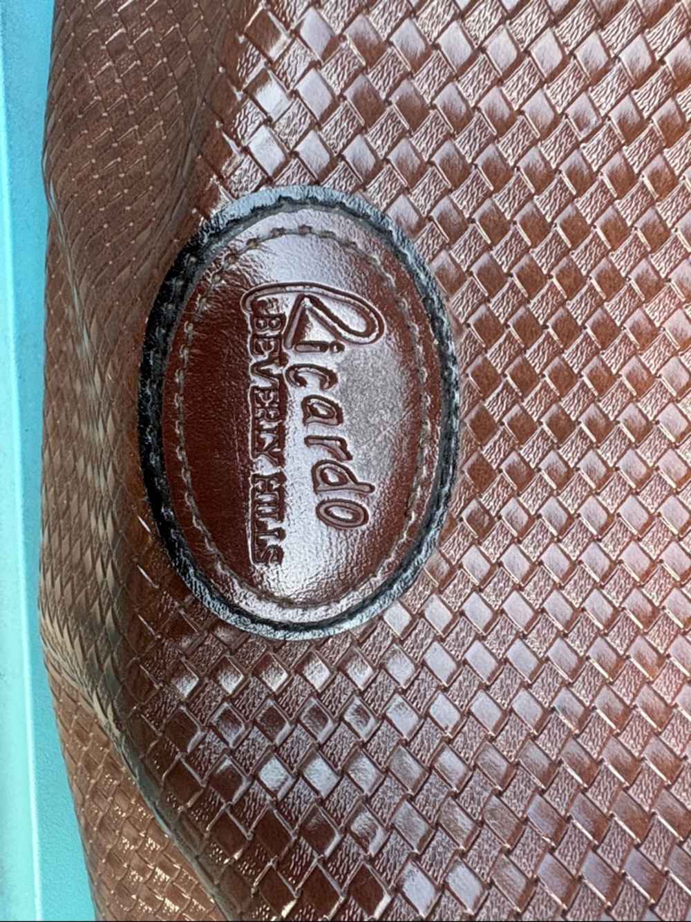 Ricardo Brown Woven Leather Weekender Bag vintage luggage. - Picture 3 of 8